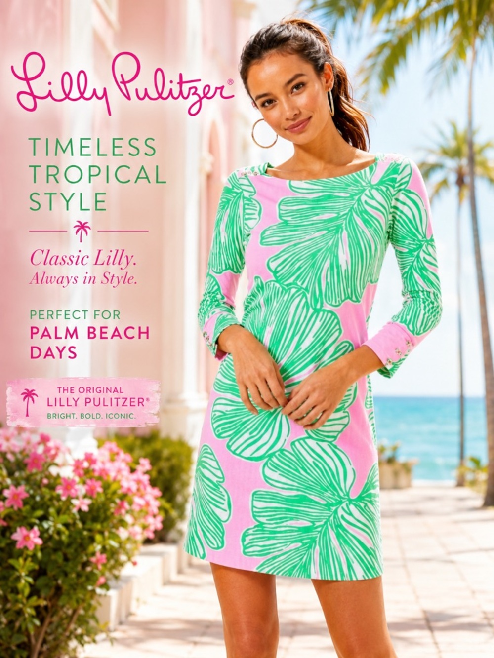 Like New Lilly Pulitzer Sophia Dress SPF 50+ in Mandavilla Palm Montera